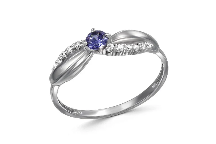 Кольцо из белого золота с 13 фианитами