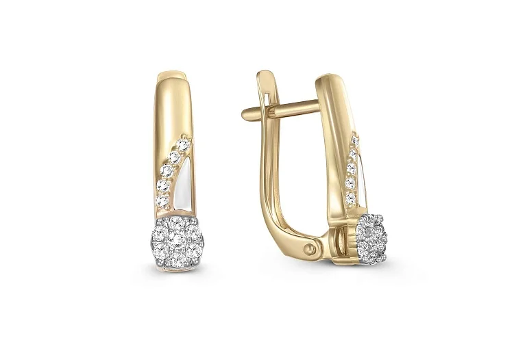 Серьги из жёлтого золота с 24 бриллиантами