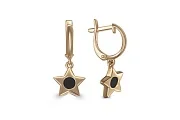 Детские серьги Звезды из жёлтого золота с 2 ониксами
