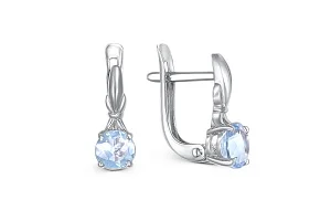 Серьги из белого золота с 2 топазами sky