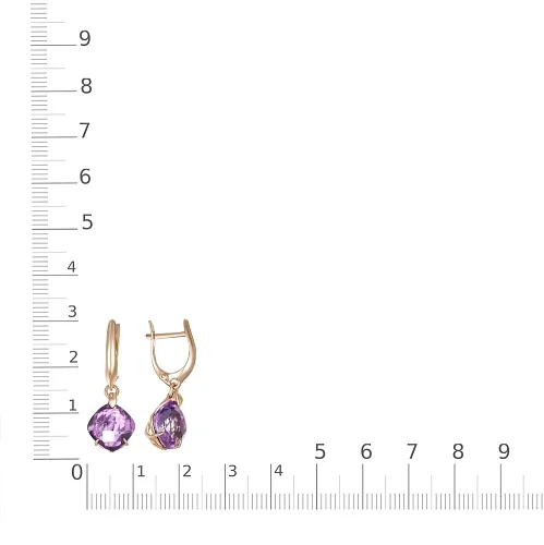 Серьги из красного золота с 2 аметистами