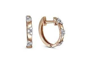 Серьги из красного золота с 18 фианитами