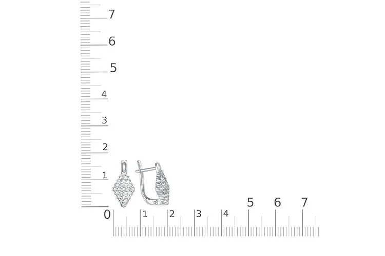 Серьги из белого золота с 50 фианитами