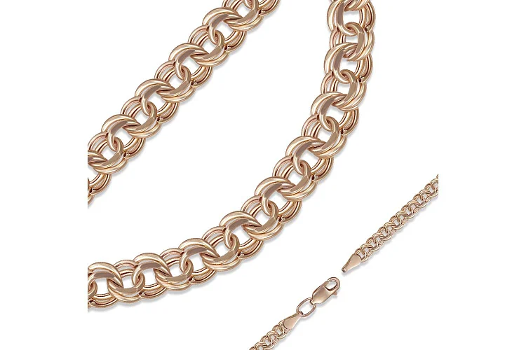 Браслет плетение гарибальди ⌀ нити 0,80 мм  из красного золота без вставок