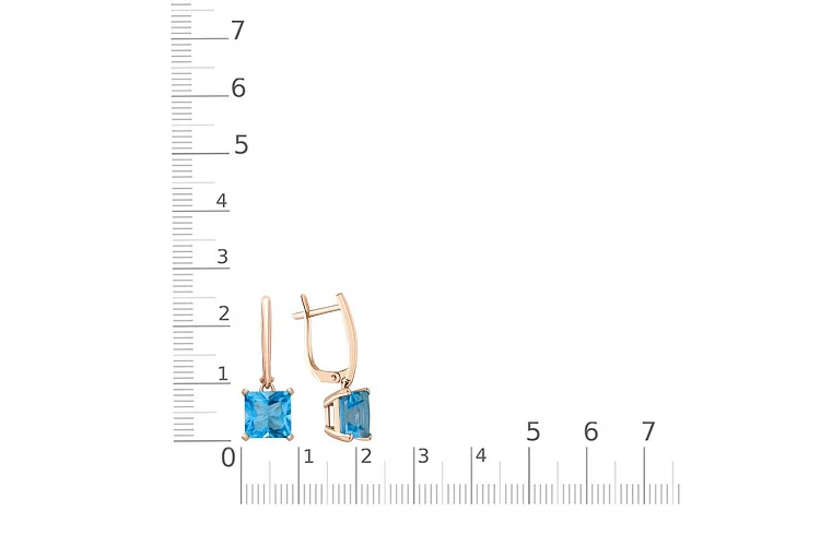 Серьги из красного золота с 2 топазами swiss