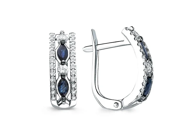 Серьги из белого золота с 8 сапфирами и 48 бриллиантами