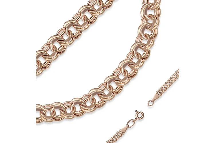 Цепь плетение гарибальди ⌀ нити 0,80 мм  из красного золота
