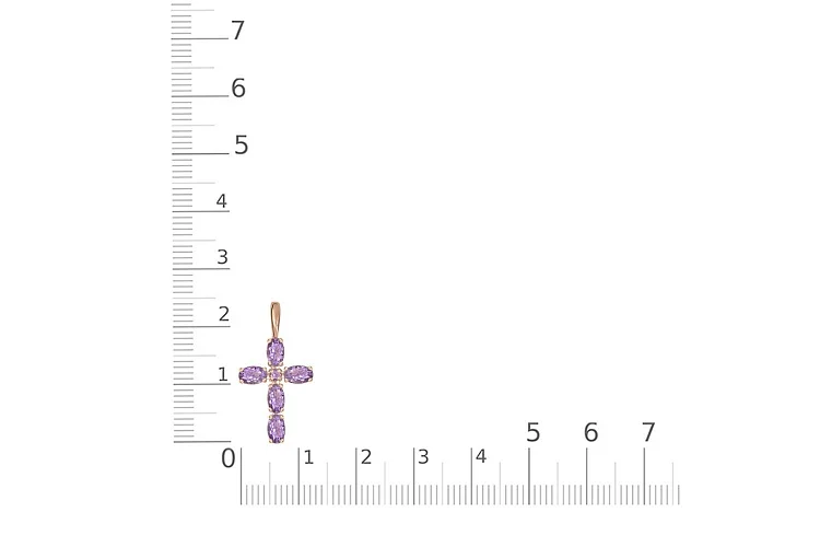 Крест из красного золота с 6 аметистами