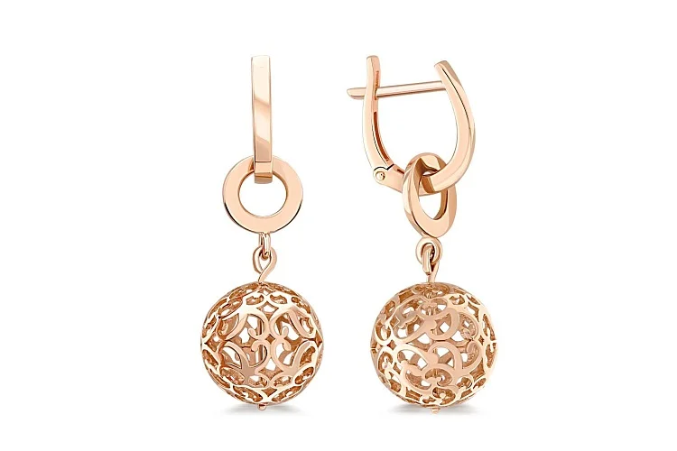 Серьги-трансформеры Шары из красного золота без вставок