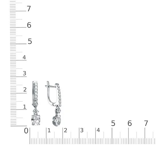 Серьги из белого золота с 18 фианитами