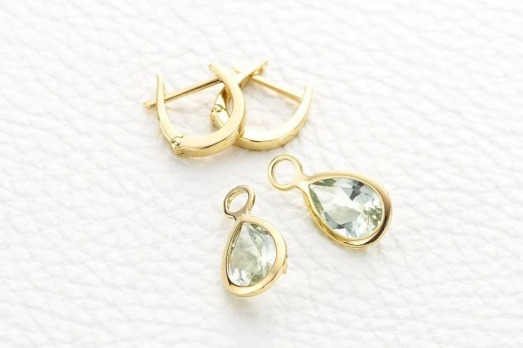 Серьги-трансформеры из жёлтого золота с 2 аметистами