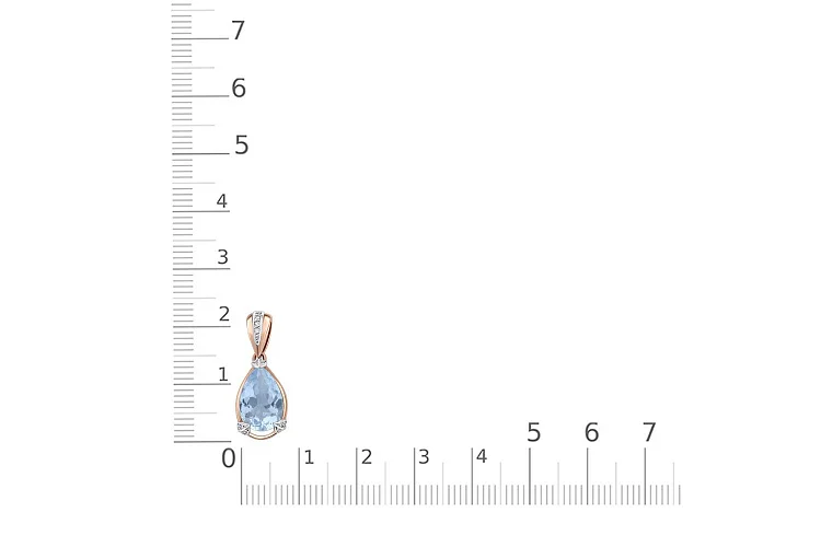 Подвеска из красного золота с топазом sky и 16 фианитами