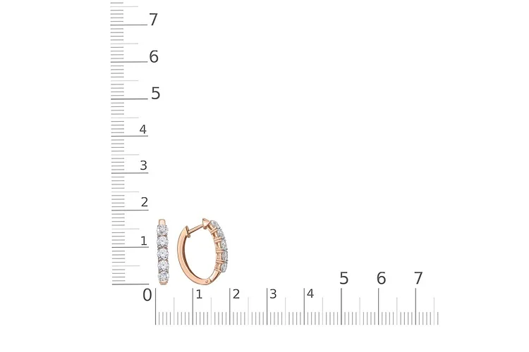 Серьги Дорожки из красного золота с 10 фианитами