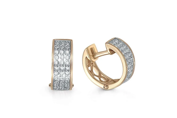 Серьги Дорожки из жёлтого золота с 72 бриллиантами