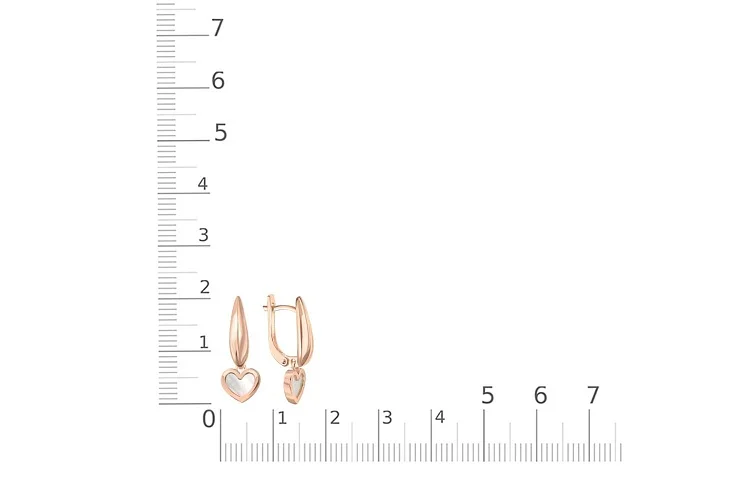 Серьги Сердца из красного золота с перламутром