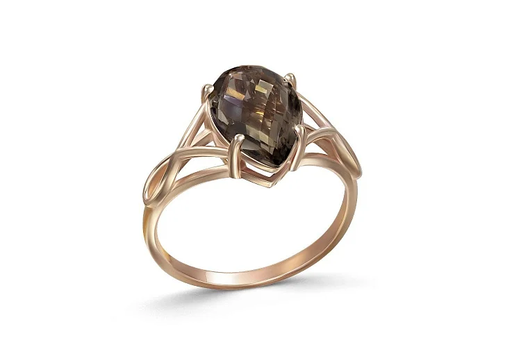 Кольцо из красного золота с раухтопазом