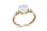 Кольцо из жёлтого золота с опалом и 4 фианитами