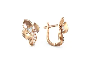 Серьги Цветы из красного золота с 16 бриллиантами