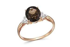 Кольцо из красного золота с раухтопазом и 6 фианитами