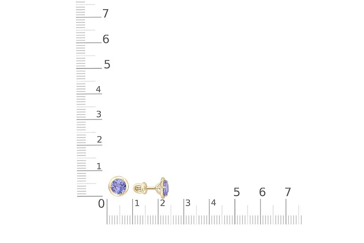 Серьги-пусеты из жёлтого золота с 2 танзанитами