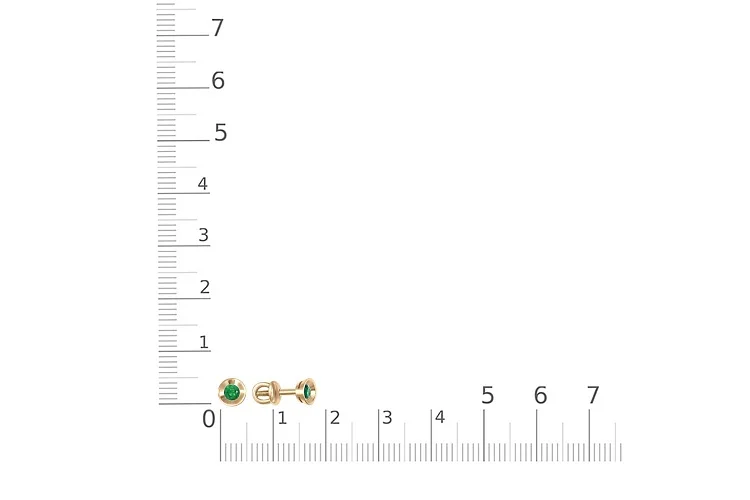 Серьги-пусеты из жёлтого золота с 2 изумрудами