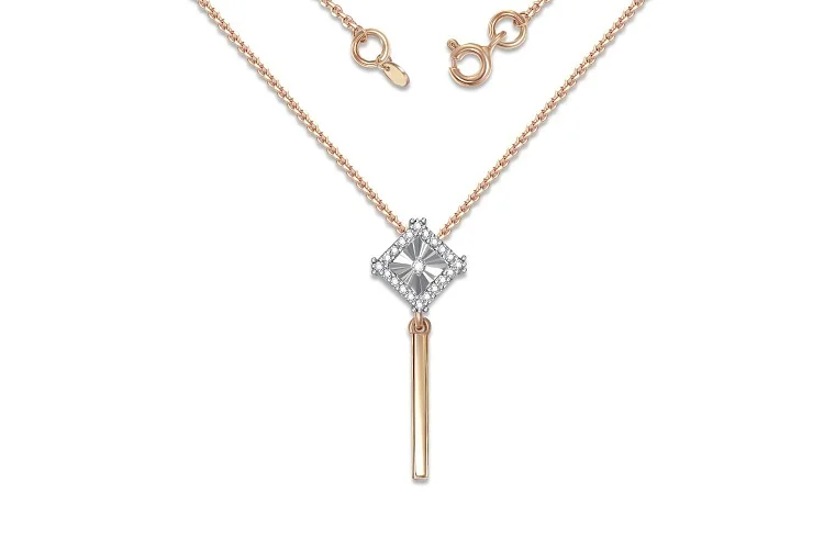 Колье Квадрат из красного золота с 21 бриллиантами