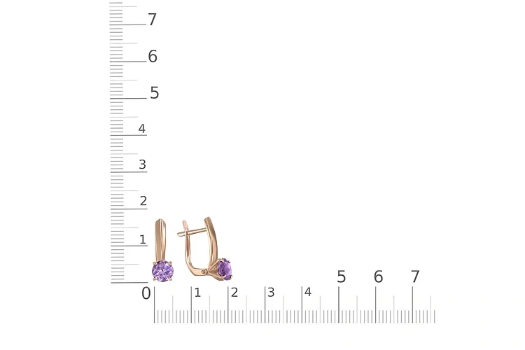 Серьги из красного золота с 2 аметистами