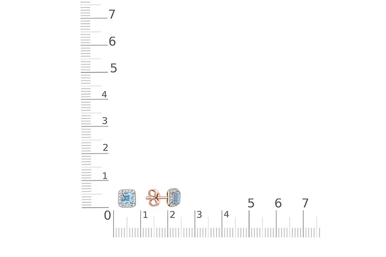 Серьги-пусеты из красного золота с 2 топазами swiss и 32 фианитами