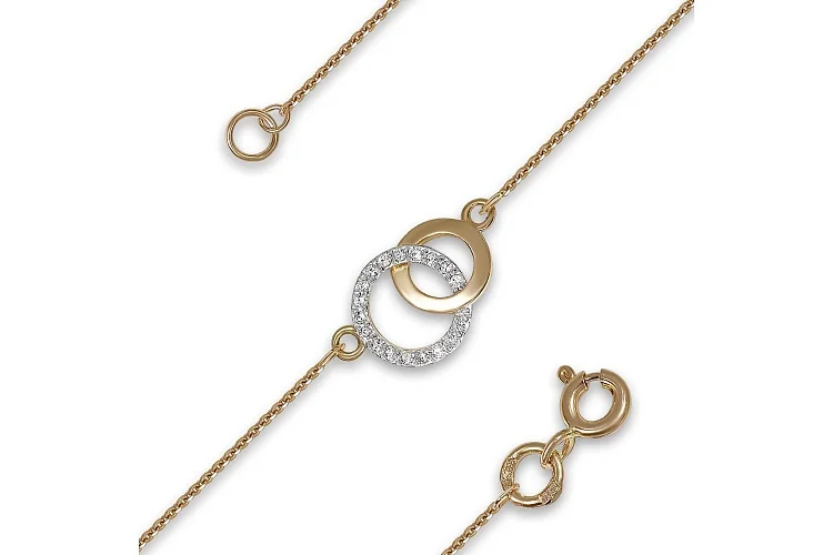 Браслет Круг из жёлтого золота с 20 фианитами