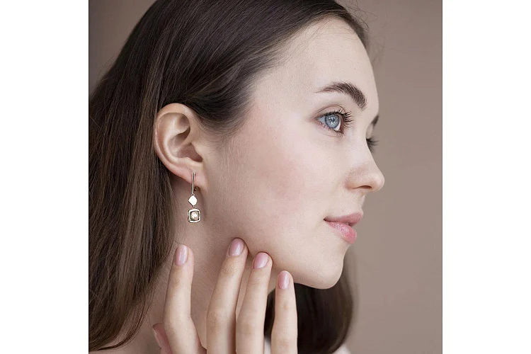 Серьги из жёлтого золота с 2 аметистами