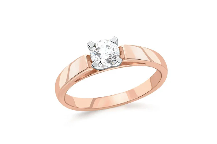 Кольцо из красного золота с фианитом