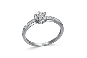 Кольцо Малинка из белого золота с 23 бриллиантами