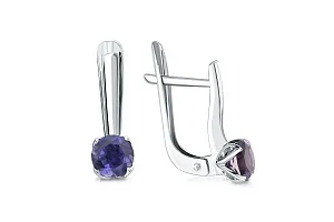 Серьги из белого золота с 2 иолитами