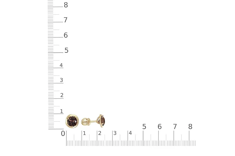 Серьги-пусеты из жёлтого золота с 2 раухтопазами