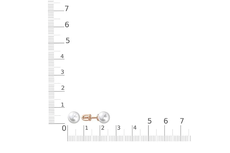 Серьги-пусеты из красного золота с 2 жемчужинами