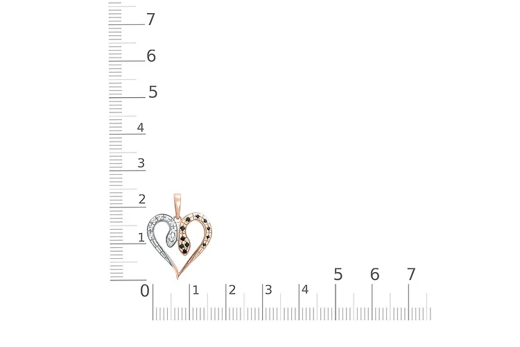 Подвеска Сердце из красного золота с 21 фианитами