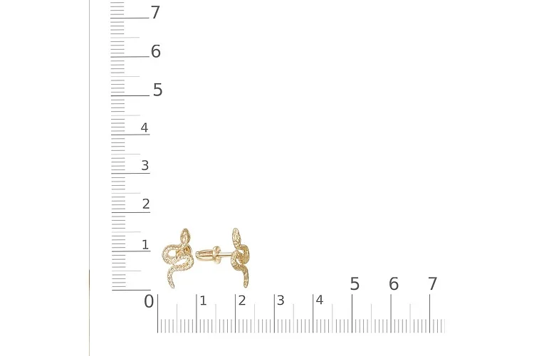 Серьги-пусеты Змеи из жёлтого золота без вставок