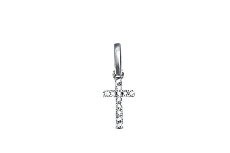 Подвеска Крест из белого золота с 12 фианитами