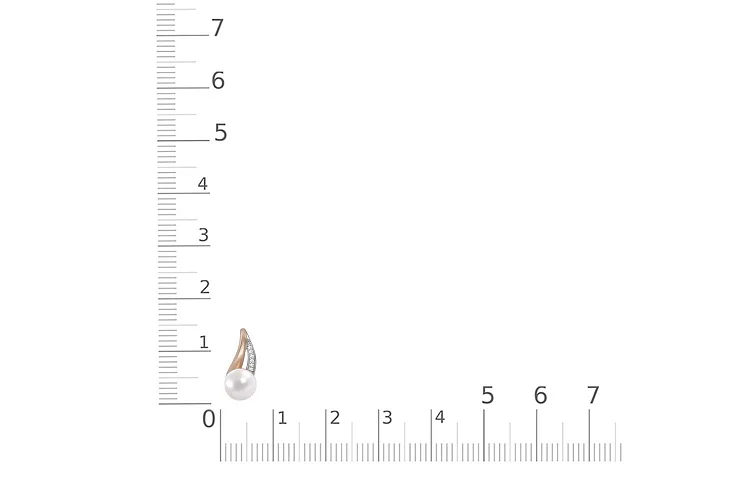 Подвеска из красного золота с жемчугом и 6 фианитами