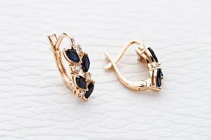 Серьги из красного золота с 8 сапфирами и 8 бриллиантами