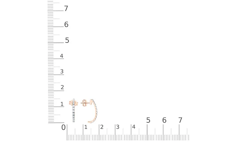 Серьги-пусеты Дорожки из красного золота с 22 фианитами