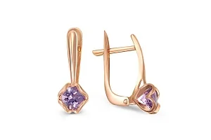 Серьги из красного золота с 2 аметистами