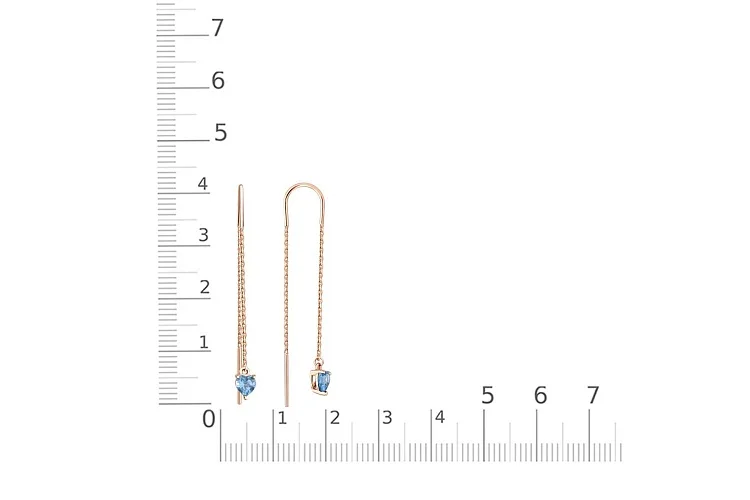 Серьги-продёвки Сердца из красного золота с 2 топазами swiss
