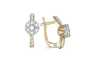 Серьги Малинки из жёлтого золота с 26 бриллиантами