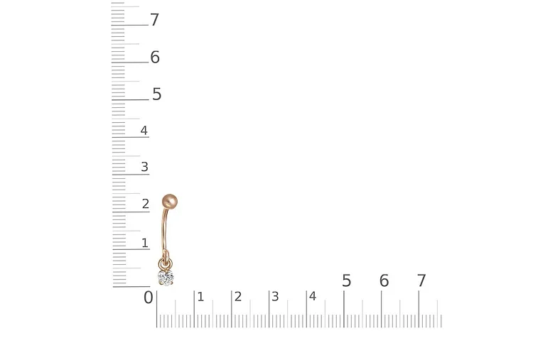Пирсинг Сердце из красного золота с фианитом