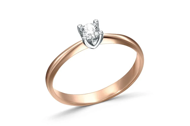 Кольцо из красного золота с фианитом