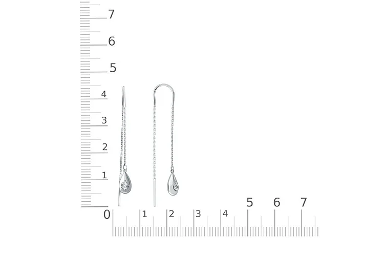 Серьги-продёвки из белого золота с 2 бриллиантами