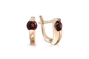 Серьги из красного золота с 2 гранатами