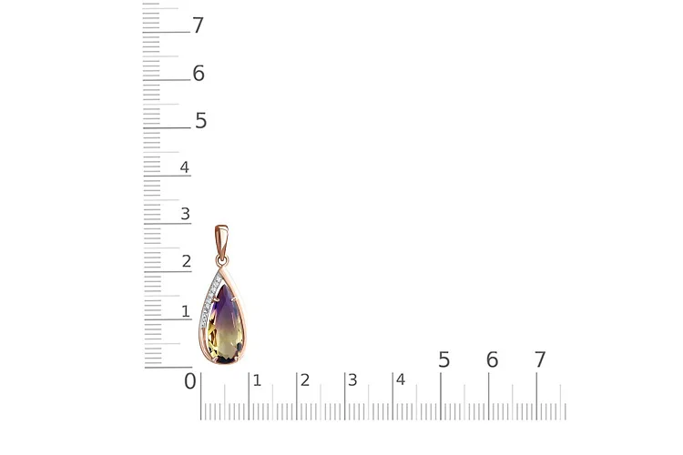 Подвеска из красного золота с кварцем и 6 фианитами