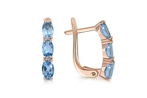 Серьги Дорожки из красного золота с 6 топазами swiss